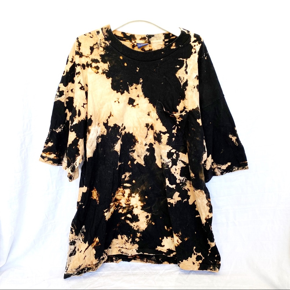 Black/Tan Custom Reverse Tie Dye T-Shirt Size XL